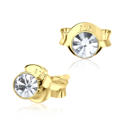 Gold Plated Roundy Stone Silver Stud Earring ST-1103-GP (3.0mm)